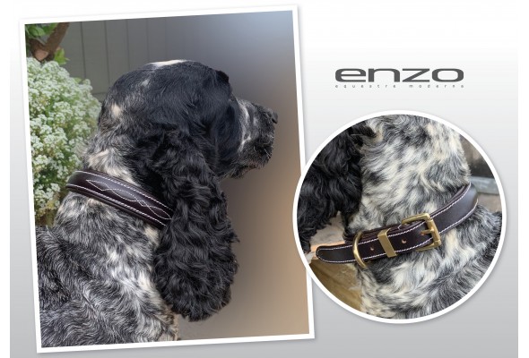 Enzo Leather Stitched Dog Collar