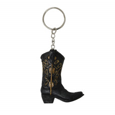 Pure Western Boot Black Flower Keychain