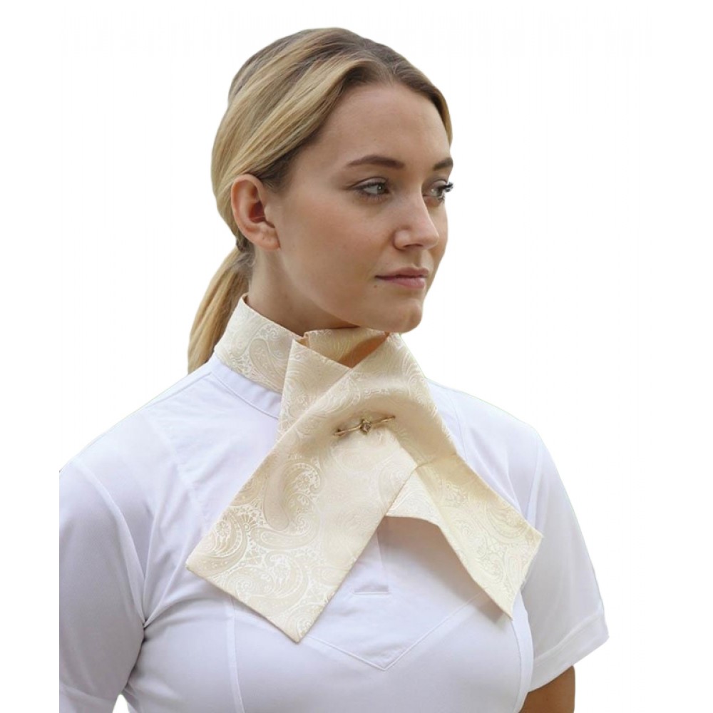 Shires Ready Tied Brocade Horse Riding Stock in White 